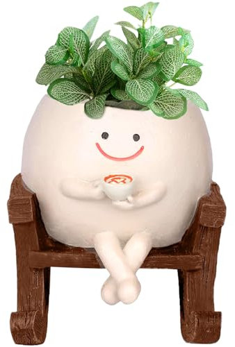 BDHYYM Pot de fleurs avec visage souriant, pots de fleurs suspendus avec visage de balançoire, pot de fleurs amusant avec visage, pot de fleurs amusant avec visage, pour plantes succulentes