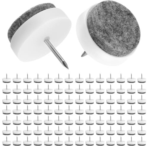 QWORK® 100 Stück Filzgleiter Möbel, Φ24 mm Filz Bodenschutz, Graue Filzgleiter mit Schrauben, für Stuhl Möbel