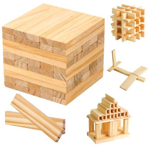 Bastelholz Klötzchen, 21x70x105mm Holzbausteine Bastelklötzchen Hölzchen Stäbchen Holzstäbchen zum Basteln für DIY Projekt, Heimwerkerprojekte, Deko, Ostergeschenk für Kinder (50)