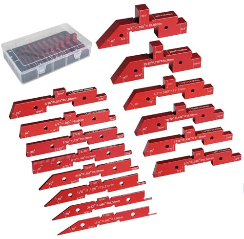 14Pcs Router Table Setup Rod Aluminum Precisions Setup Blocks Height Gauge Set for Router Table Accessories Angled