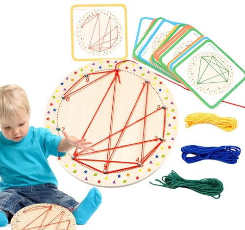 Generico Tavoliere Matematico - Gioco Educativo Grafico,Set Completo con 20 Carte e 4 Elastici | per Bambini e Bambine Attività Scolastiche Gioco Abilità