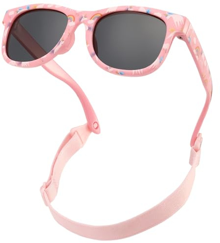 CIKJUK Polarisierte Baby Sonnenbrille mit Band Geometrische Form Biegsame weiche für 0-24 Monate