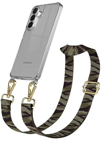 EAZY CASE Handykette - Verstellbares Taschenband kompatibel mit Galaxy S26 Plus, Schulterriemen, Handykordel mit Silikon Hülle, Umhängetasche, Grün Camouflage Gold