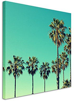 Leinwandbild 60x60cm Naturfotografie – Palmen, Santa Monica Beach, USA auf Leinwand exklusives Wandbild moderne Fotografie für ihre Wand in vielen Größen