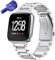 PINHEN Kompatibel mit Fitbit Versa 2 Armband -Edelstahl Metall Ersatzband für Fitbit Versa 3/Sense/Versa Lite (Silver)