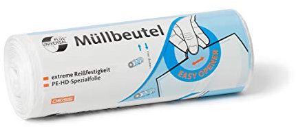 Müllbeutel aus HDPE 30 l, weiß, 50 Stück/Rolle