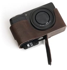 Handmade Genuine Real Leather Half Camera Case Bag Cover for Ricoh GR III GR3 Coffee color
