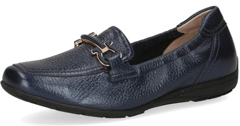 CAPRICE Damen Slipper aus Leder mit Schnalle, Blau (Ocean Per.Deer), 37 EU