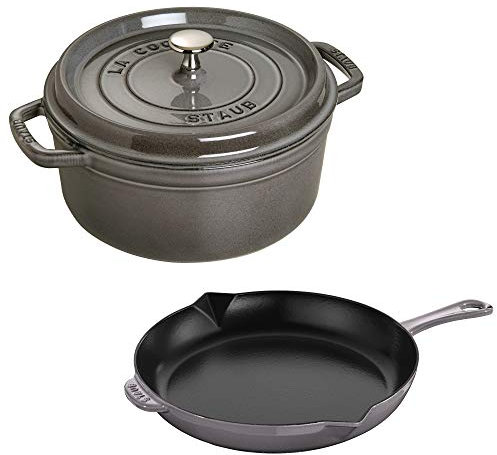 Staub - Set di 3 padelle per cocotte e friggere, colore: Grigio grafite