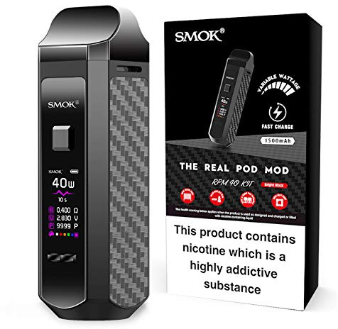SMOK RPM 40 Kit: Turn Up the RPMs and Chase Clouds at Warp Speed! 2 mL E Cigarette SMOK Vape Compact, Convenience All-in-one Kit (Black) No Nicotine