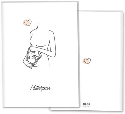 OLGS 3-teilige Mutterpasshülle Modern Lineart | Baby Schwangerschaft, Schutzhülle für den Mutterpass mit Fach für Ultraschallbilder (Mutterpass-Hülle ohne Personalisierung, Joy)