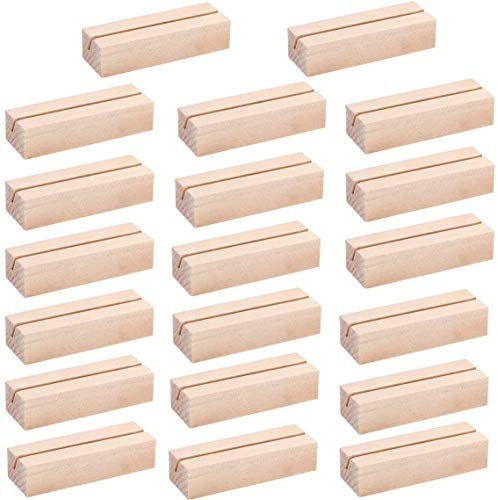 ProLeo 20 Stücke Holz Kartenhalter Tischnummer Halter, Platzkarte Tischkartenhalter Namesschild Fotohalter Ständer Hochzeit Deko