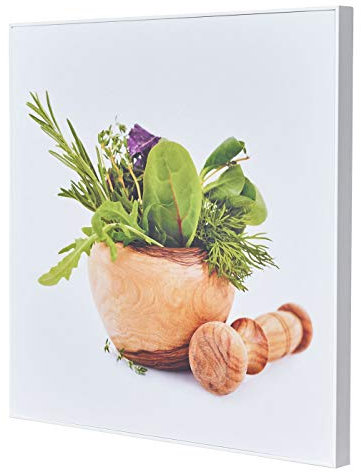 levandeo Wandbild 50x50cm PVC Rahmen Weiß Küche Kräuter Küchendeko Wanddeko Bild Deko