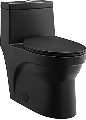 Swiss Madison SM-1T118 Virage One Piece Toilet, Modern Toilets For Bathrooms, ADA Toilet, Black Toilet, Elongated Dual Flush 0.8/1.28 gpf, Matte Black