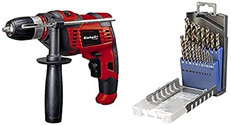 Einhell Schlagbohrmaschine TC-ID 550 E (550 W, Drehzahlregelelektronik, Drehzahlvorwahl, Rechts-/Linkslauf, Metall-Tiefenanschlag, Zusatzhandgriff, inkl. 19-tlg. Metallbohrer-Satz)