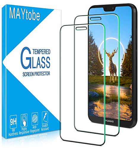 MAYtobe 2 Stück Schutzfolie für Huawei P20 Lite Glas Panzer, 9H Härte, Blasenfrei, Ultra HD Transparent, Frei von Kratzer