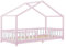 [en.casa] Kinderbett Treviolo Hausbett 90 x 200 cm Holzbett für Kinder mit Rausfallschutz Bettgestell mit Lattenrost Kiefernholz Rosa/Weiß