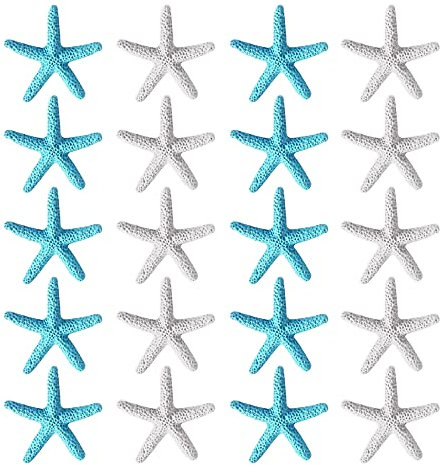 Hazrcvr Seesterne 30 Stück Harz Finger Seestern Weiß Blau Seestern Deko Seestern Mini Seesterne Finger Starfish Seesternchen Maritime Dekoration für Hochzeit Home Decor Strand Thema Craft Project