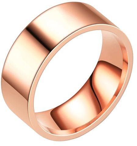 ANAZOZ Bague Acier Inoxydable 8mm Lisse Fantaisie Homme Or Rose Taille 57