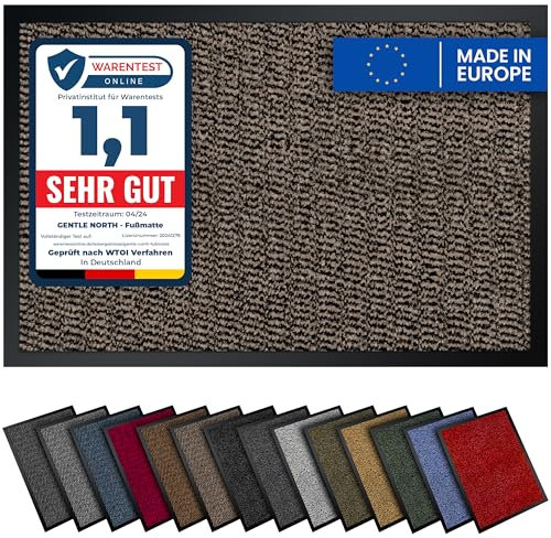 Gentle North Hochwertige Fußmatte beige 90x150cm groß für Innen & Außen - Schmutzfangmatte rutschfest, waschbar & wetterfest - Fussmatte für Eingangsbereich & Aussenbereich - Läufer Flur dünn