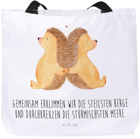 Mr. & Mrs. Panda Shopper Igel händchenhaltend - Geschenk, Ehefrau, Heiratsantrag, Lieblingsmensch, Liebesbeweis, Freund, Händchen halten,