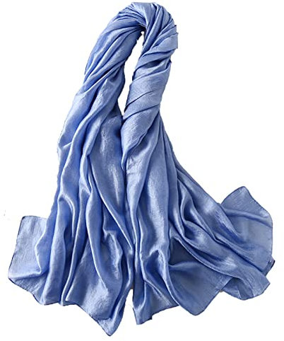Pwsap Damen Leinen Schal Schultertuch, Stola Halstuch Tuch Unifarben Halstücher Sonnenschutz leichtes Elegante Leichte Modisch Weich Atmungsaktiv Wickelschal für Frühling Sommer Ganzjährig Blau
