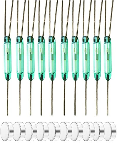 GUUZI 10pcs Vetro 3pin Interruttore Reed 2.5 * 14mm Induzione Magnetica Interruttore Elettromagnetico Interruttore Reed con 10pcs 2 * 6mm Magnetico (SPDT, Normalmente Aperto N/A N/C)