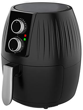 NEWCES Friteuses électriques à air Chaud de 5,5 L avec Double Bouton de Commande et poêle antiadhésive 1300 W (Noir)