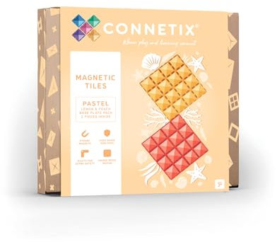 CONNETIX Pastel Base Plate Pack, Lemon & Peach, 2 Pieces Age 3+