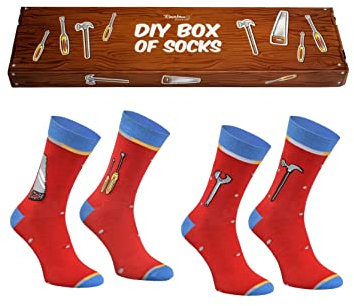 Rainbow Socks - Damen Herren DIY Set Lustige Geschenke Bunte Socken - 2 Paar - Hammer Schraubenzieher Sah Schlüssel - Größen EU 41-46