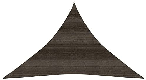 Higsose Toldo triangular de 5 x 5 x 6 m, 160 g/m², de polietileno de alta densidad con ojales, protección UV, para terraza, balcón, sin agujeros, techo de terraza, protección solar, color marrón