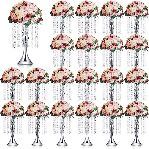 Unittype Hochzeits-Mittelstücke für Tische, 33 cm hoch, Kristall-Blumenständer, Blumenvasen für Tisch-Blumenarrangement, Ständer, Valentinstag, Geschenk, Taufe, Weihnachten, Party-Dekoration (Silber