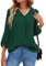 Yommay Women's Blouses Plus Size Ladies Tops Elegant 3/4 Sleeve Chiffon Casual Fashion V-Neck T Shirts for Fall,Dark Green,3XL