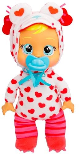 Cry Babies Tiny Cuddles Monster Momo, Plüsch-Baby-Puppe, Tiny Cuddles mit personalisiertem Pyjama eines Monsters, das echte Tränen weint, Kinder ab 18+ Monaten