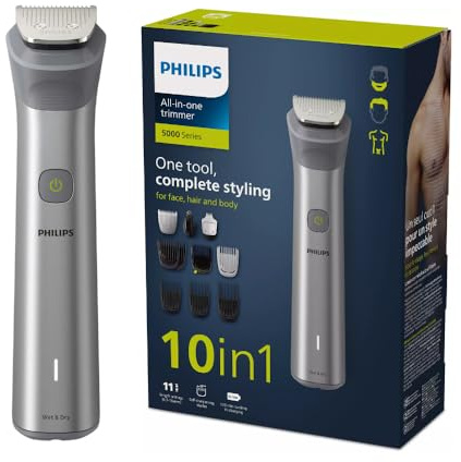 Philips All-in-One Series 5000, recortadora 10 en 1 para cara, cabello y cuerpo, MG5920/15