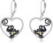 POPLYKE Schwarze Katze Ohrringe Sterling Silber Schwarze Katze Hängend Ohrringe LeverBack Ohrring Schmuck Weihnachts Geschenke für Frauen(Herz)
