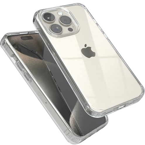EAZY CASE Premium Crystal TPU Hülle kompatibel mit iPhone 15 Pro Silikon mit Kameraschutz, Slimcover, Handyhülle, Silikonhülle, Backcover, Durchsichtig, Klar/Transparent