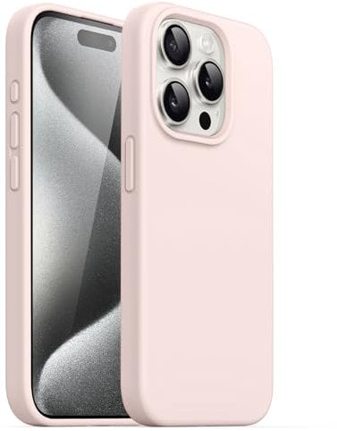 JETech Silicone Case for iPhone 15 Pro 6.1-Inch, Silky-Soft Touch Full-Body Protective Phone Case, Shockproof Cover (Light Pink)