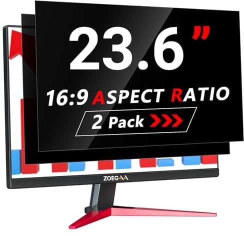 ZOEGAA 2-Pack 23.6 Inch 16:9 Privacy Screens for Monitor, Removable and Anti-Blue Light 23.6 Privacy Screen for HP/Dell/Acer/Asus/Samsung/Lenovo