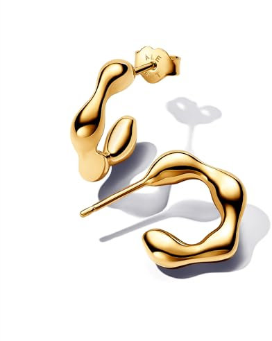 Pandora Essence Organisch Geformte Offene Ohrringe aus Sterling Silber mit vergoldeter Metalllegierung, 263269C00