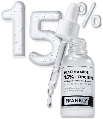 FRANKLY Niacinamide 15% + Zinc Bead Serum | High Dose Yet Gentle Skin Repair | Acne, Pore & Redness Control | Bead-to-Skin Delivery System for Fresh Niacinamide | Vegan Korean Skincare | 1.01 fl.oz