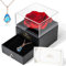 Otuo Scatola regalo per gioielli con rose conservate, vera rosa eterna con collana, regalo per fidanzata, mamma, donna, moglie, compleanno e festa della mamma (rosso)