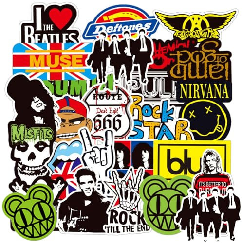 100 Stück Coole Aufkleber,Scrapbook Aufkleber, Kinder Sticker, Rock Sticker für Auto Fahrrad Motorrad Skateboard Gepäck Aufkleber MacBook iPad DIY Scrapbooking Spielzeug