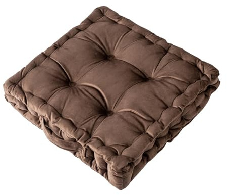 Fouriding Quadratische Bodenkissen 38CM,Weiche Samt Boden Sitzkissen Wurfkissen für Wohnzimmer Sofa Stuhl Boden Yoga Couch Tatami Dekorative (Braun)
