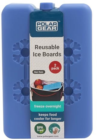 Polar Gear 2 Pack 16.5cm Freezer Blocks Ice Brick – Long lasting Reusable Ice Boards - Cooler Block for Travel Picnic – Just Freeze & place in your Cool Bag Box to keep food & drinks cool – Blue
