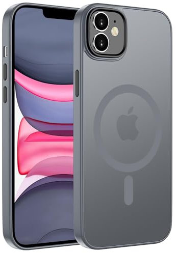ORDA für iPhone 11 Hülle 6.1 Zoll Kompatibel mit MagSafe,Magnetisch Handyhülle für iPhone 11 Case Durchscheinende Matt Rückseite Dünn Stoßfest Schutzhülle Grau
