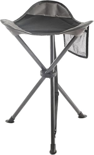 Portal Klapphocker Faltbar mit Seitentasche Dreibeinhocker Ultraleicht Tragbarer Angelstuhl 53.3cm Hoch 102KG Belastbar Campinghocker mit Seitentasche für Angeln Camping Wandern Schwarz