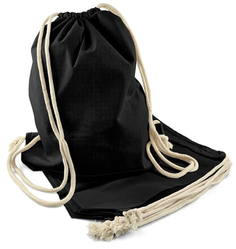 Netuno 5 Stück Baumwollrucksack Schwarz 38x42cm 140g Baumwollbeutel mit Kordelzug Strapazierfähiger Turnbeutel für Alltag Fitness Outdoor Sportbeutel Einkaufstasche Wiederverwendbar Stofftasche