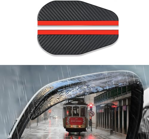 WINUERK 2PCS Specchio Auto Protezione Pioggia, Specchio Laterale Visiera Pioggia Guardie, Specchio Impermeabile Pioggia Visiera, Fibra di Carbonio Texture Auto Specchio Pioggia Sopracciglio per Auto