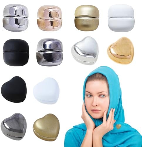 Dzmuero Hijab Magnet, 12 Hijab pins, Hijab magnetische pins, Seidenschalverschluss, Magnetverschlüsse, Doppelseitige Magnete, Mehrschichtige Beschichtung, für Schals, Kopftücher, Kragen (2 Formen)